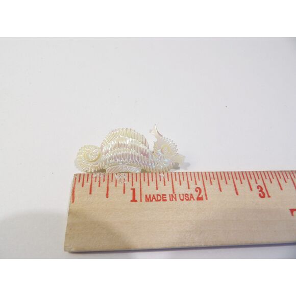 Vintage carved mother of pearl seahorse pin, white, 1.75" length - Picture 8 of 12